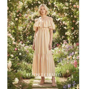 Three Graces London Ida Linen Maxi Dress Yellow 6 NEW